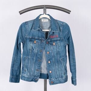 Madewell Denim 100% Cotton Jacket w/ Red Embroidery Right On Accent Women's XS